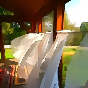 Original "Mountain Porch Curtains" Print Canvas